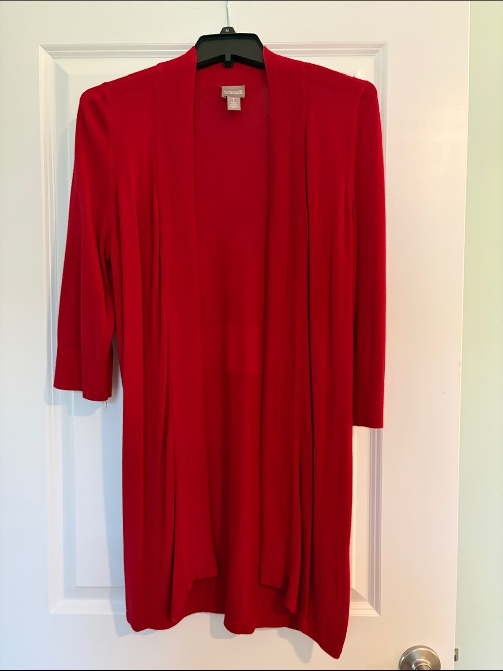 Chico's Bright Red Open-Front Women's Cardigan